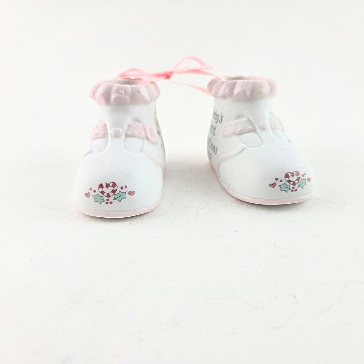 Party Favors Plus Baby Booties Figurine White Pink Ceramic 2.75 Inch Set of 2