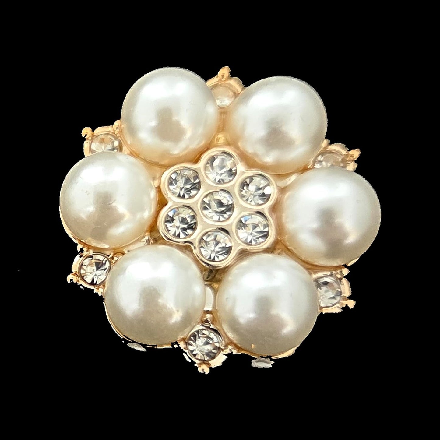 Party Favors Plus Gold Tone Flower Brooch Pin with Faux Pearls and Rhinestones 1 In 25 Pack