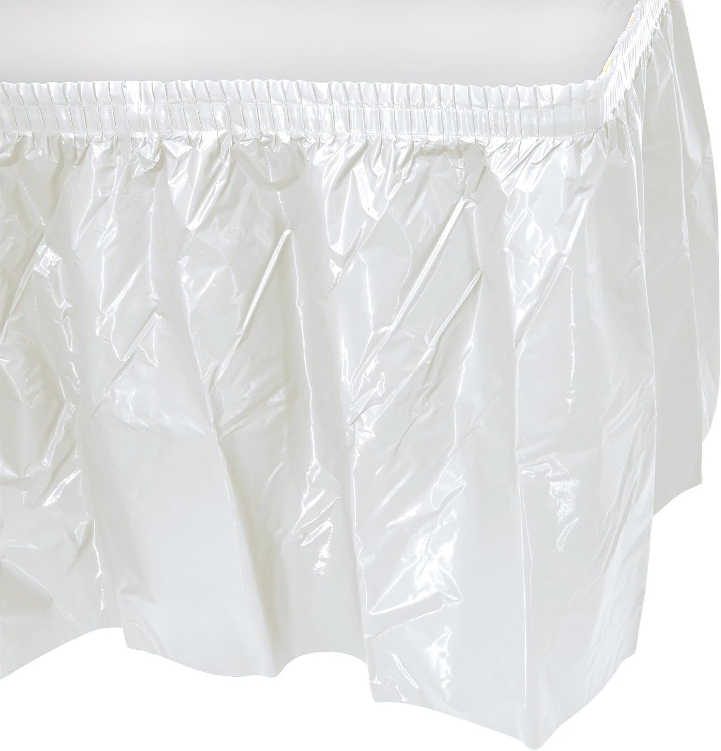 Party Favors Plus White Plastic Rectangular Tablecloth with Table Skirt 54x108 Inch 2 Piece Set