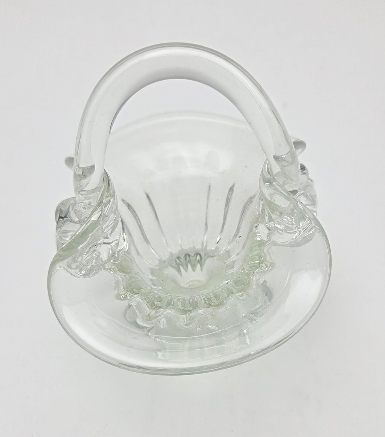 Party Favors Plus Clear Hand-Blown Art Glass Basket Trinket Holder 5.25 Inch