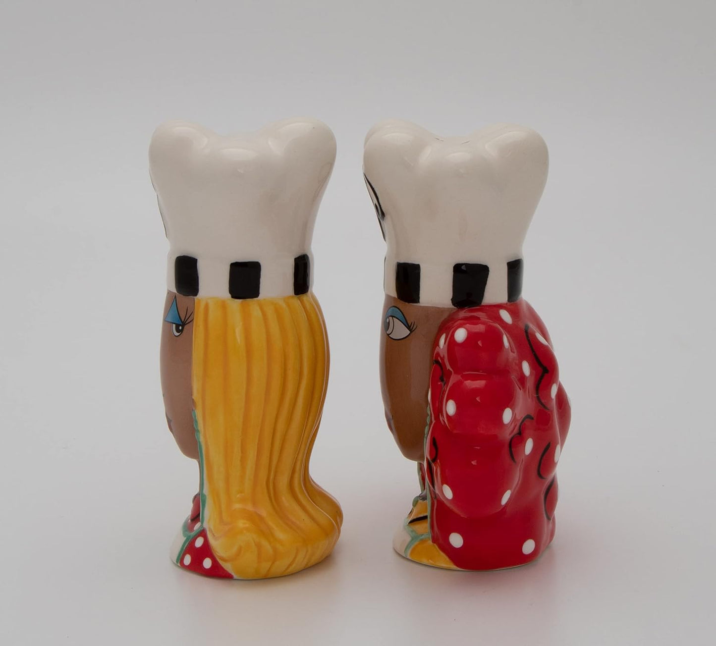 Cosmos Gifts Fine Ceramic Dollymamas African American Chef Lady Salt and Pepper Shakers Set 4-3/8" H Brown