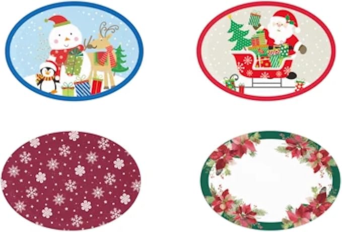 Christmas Prints Plastic Oval Platters 45.7 cm, Set of 4