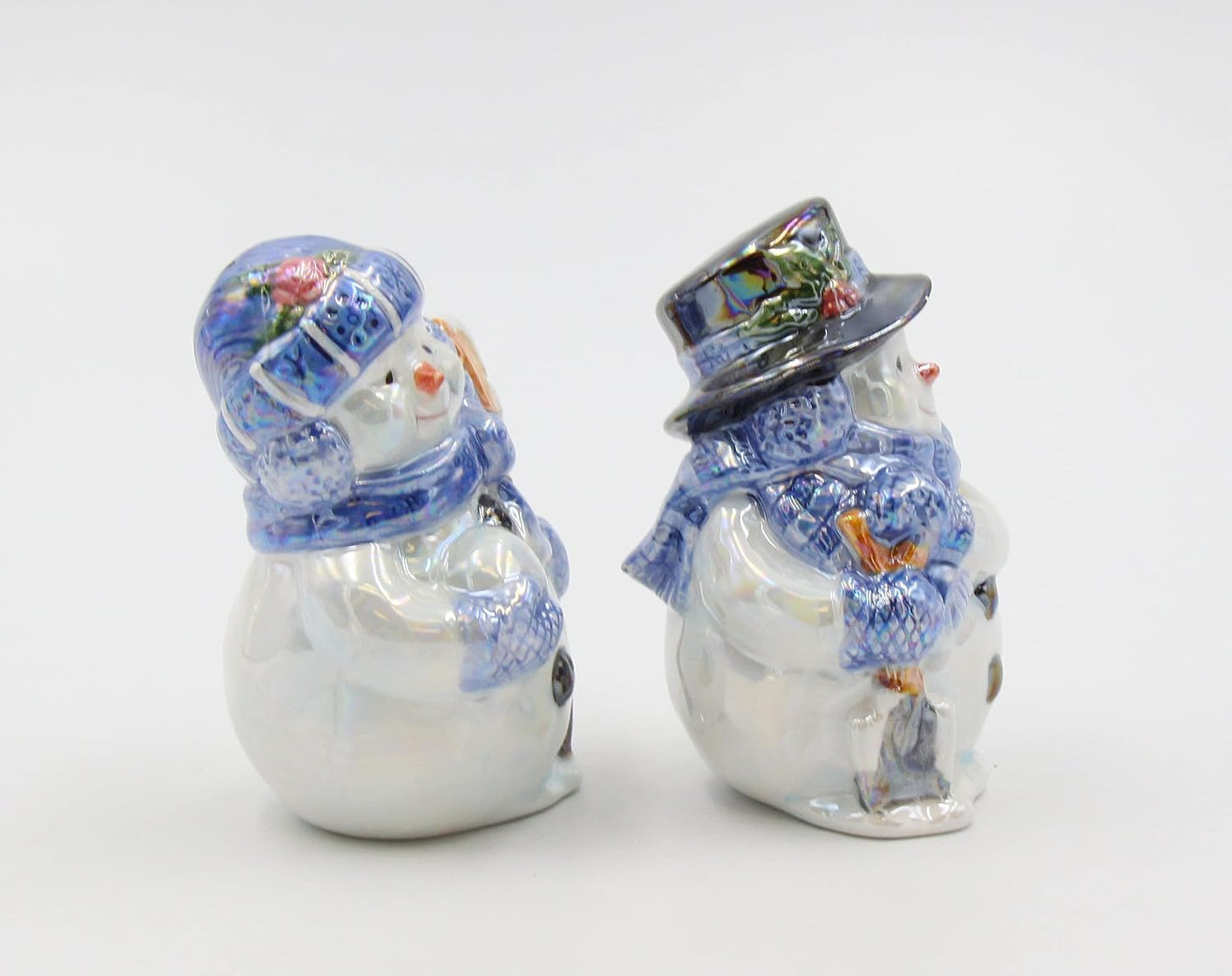 Cosmos Gifts Fine Ceramic Glossy Snowman Couple Salt and Pepper Shakers Set 3-1/2" H