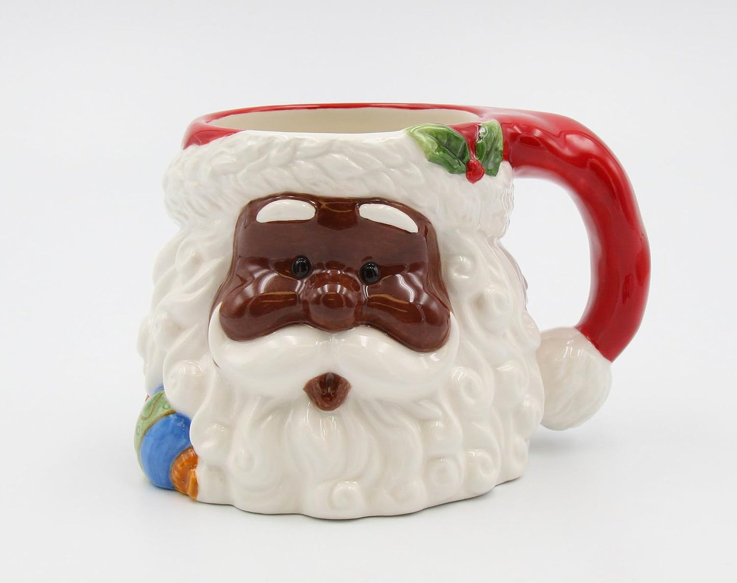 Fine Ceramic African American Black Ethnic Christmas Santa Mug 5-3/4" L