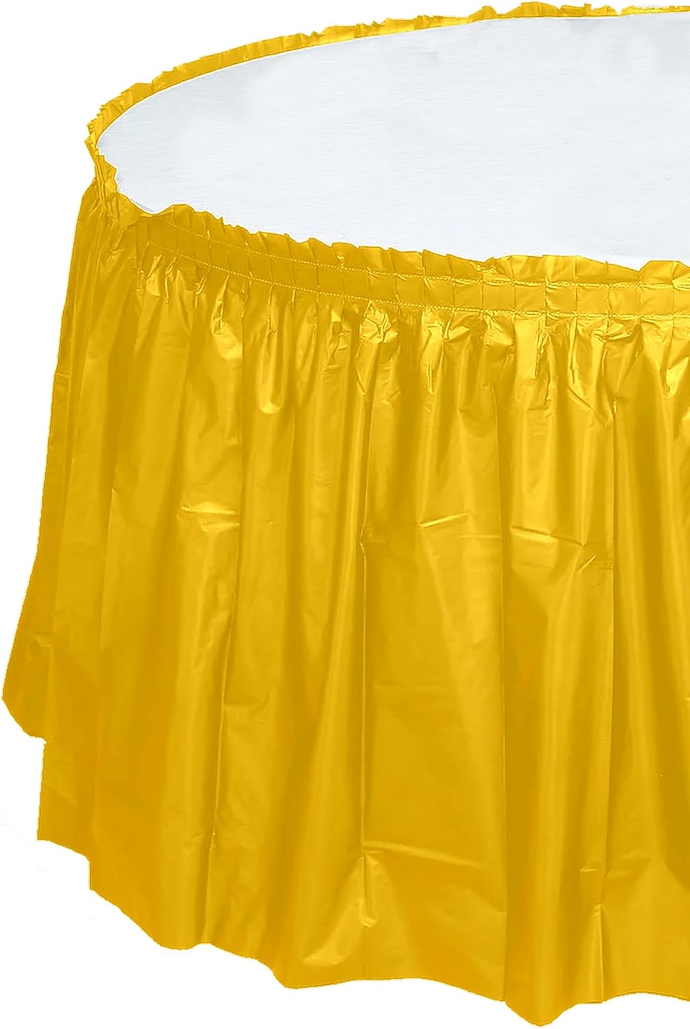 Party Favors Plus Harvest Yellow Plastic Tablecloth 84 Inch Round with Table Skirts 3 Piece Set