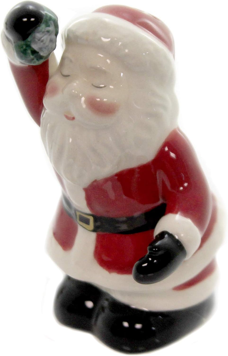 Cosmos Gifts Fine Ceramic Kissing Santa & Mrs. Claus Under Mistletoe Salt & Pepper Shakers Set 3-3/8" H