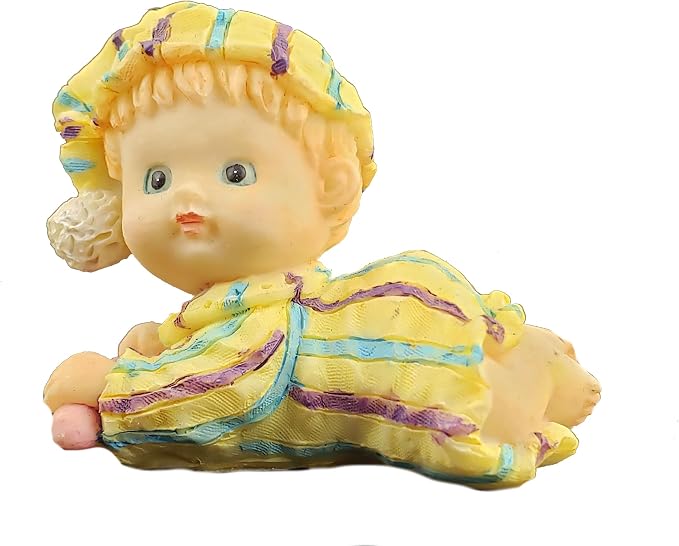 Party Favors Plus Blue White Polyresin Baby in Pajamas Figurine 2.25 Inch Set of 5