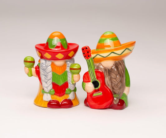 Cosmos Gifts Fine Ceramic Festive Mexican Heritage Colorful Cinco De Mayo Gnomes Salt & Pepper Shakers Set 3-1/2" H 21179
