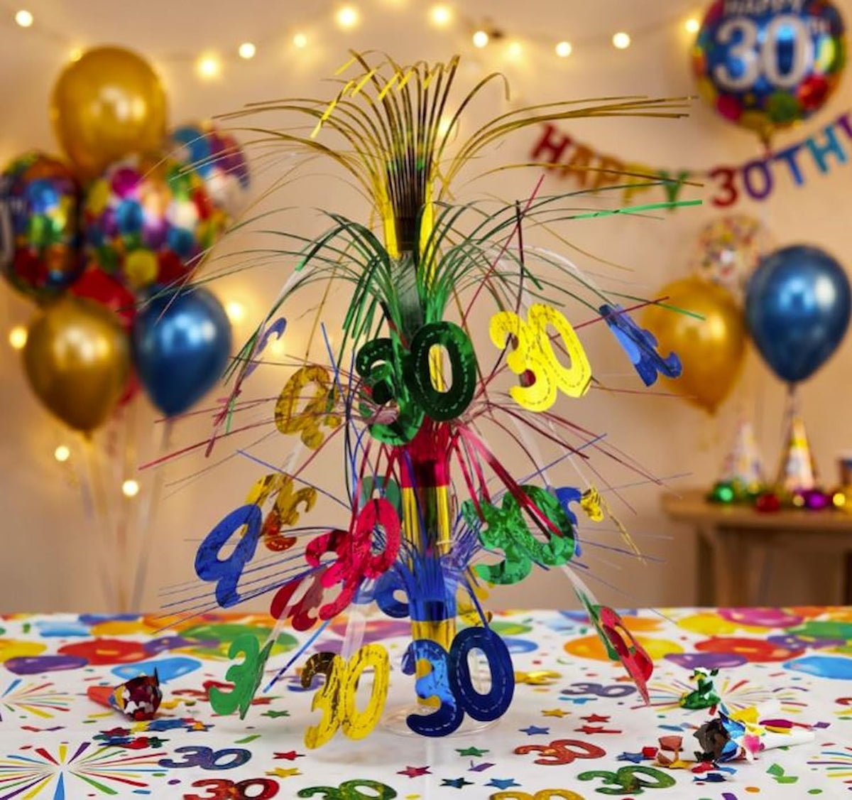 30th Birthday Anniversary Cascade Centerpiece Multicolor 18 inch Tall - 2 Count