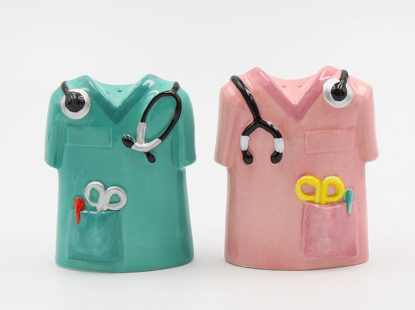 Cosmos Gifts Fine Ceramic Healthcare Heroes Nurse Doctor Scrubs Salt & Pepper Shakers Set 3-1/2" H