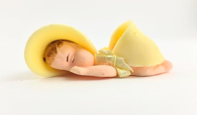 Party Favors Plus Cold Porcelain Sleeping Baby Capias Figurines Yellow 5 Count