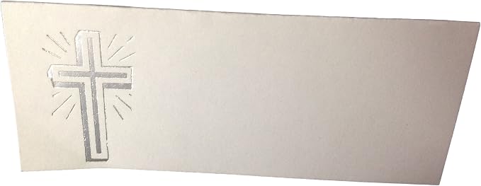 Party Favors Plus Silver Cross Tent Style White Place Cards 100 Count