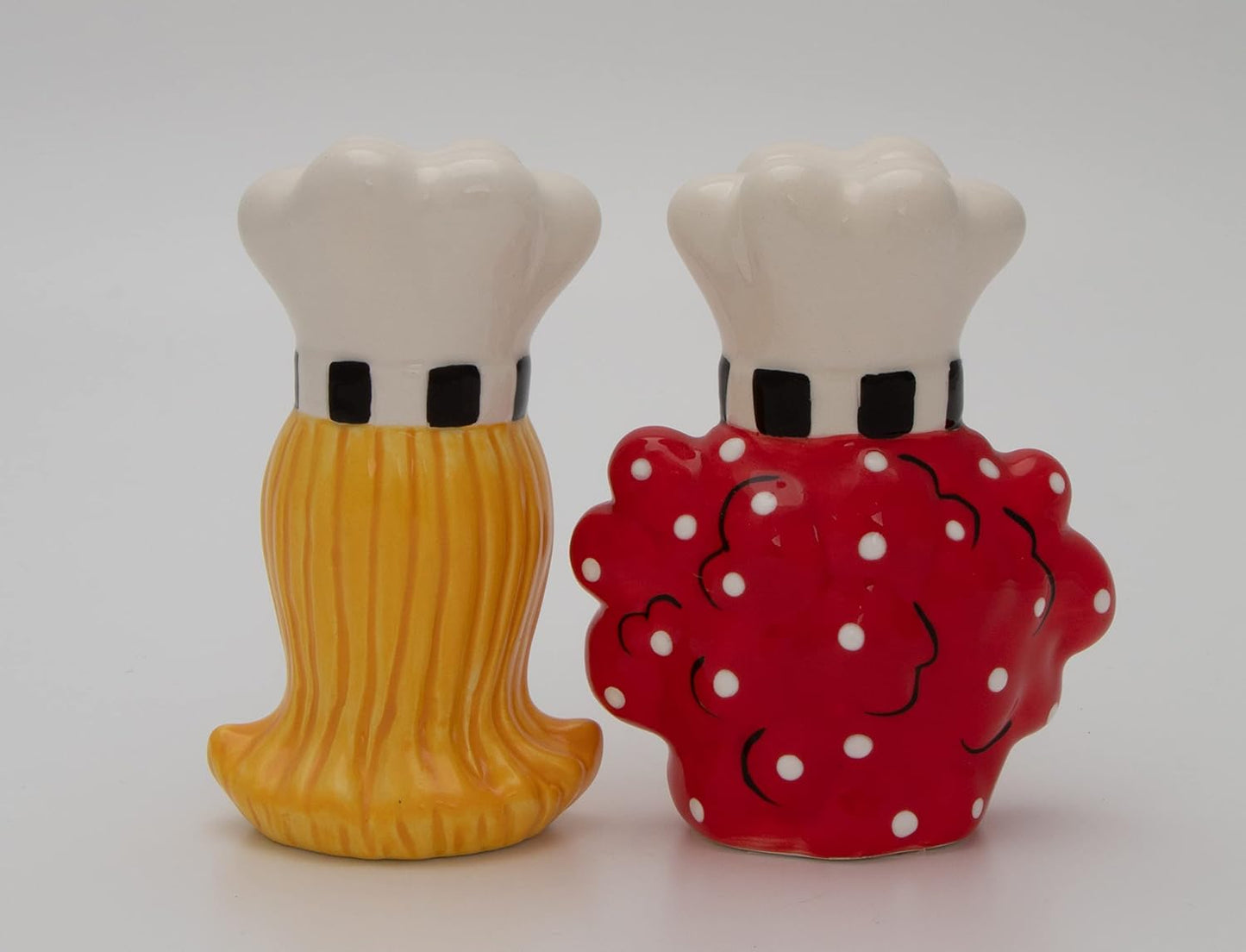 Cosmos Gifts Fine Ceramic Dollymamas African American Chef Lady Salt and Pepper Shakers Set 4-3/8" H Brown