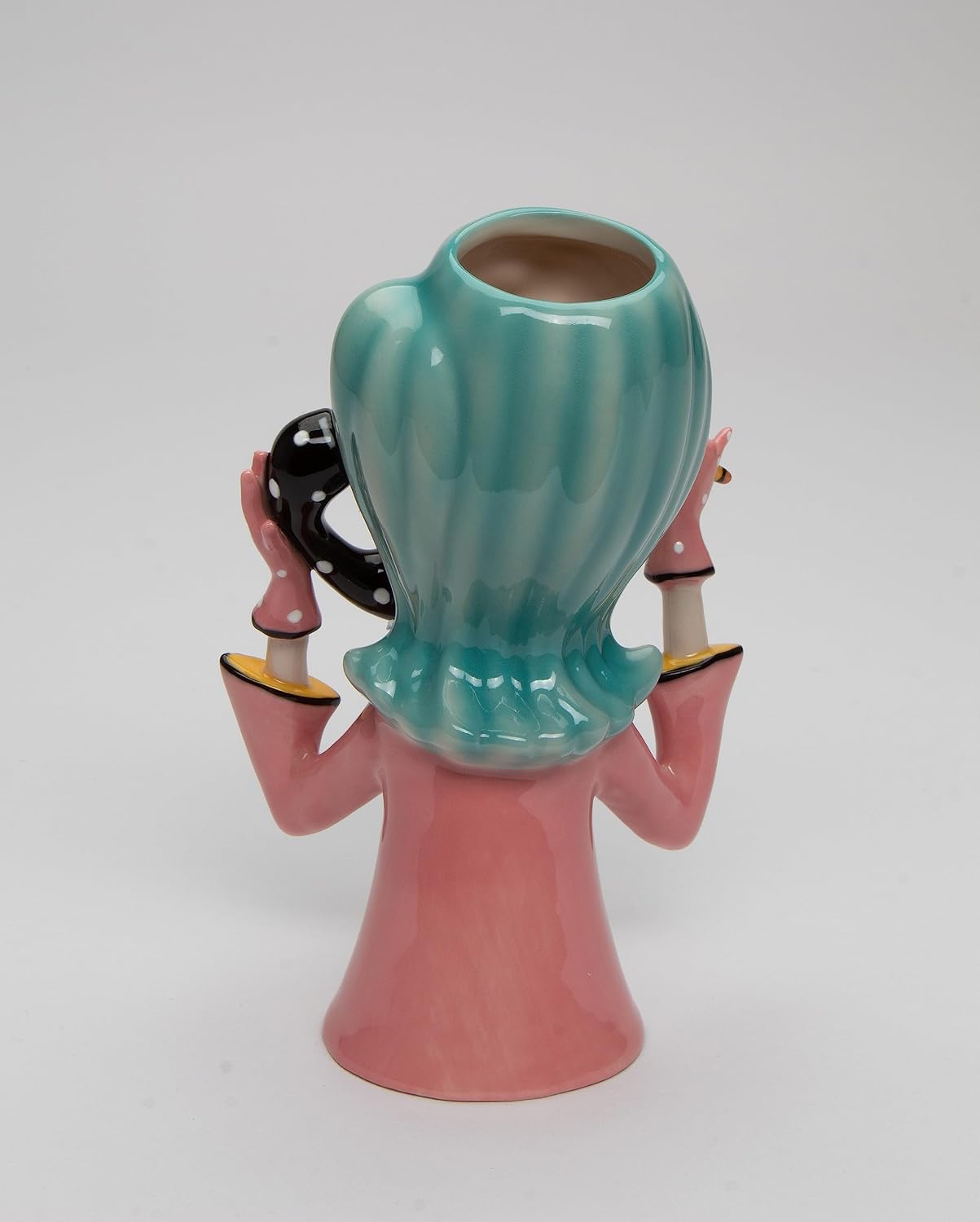 Cosmos Gifts Fine Ceramic Hand Painted Pink Boss Lady Makeup Brushes Holder Vase 6" H 61872