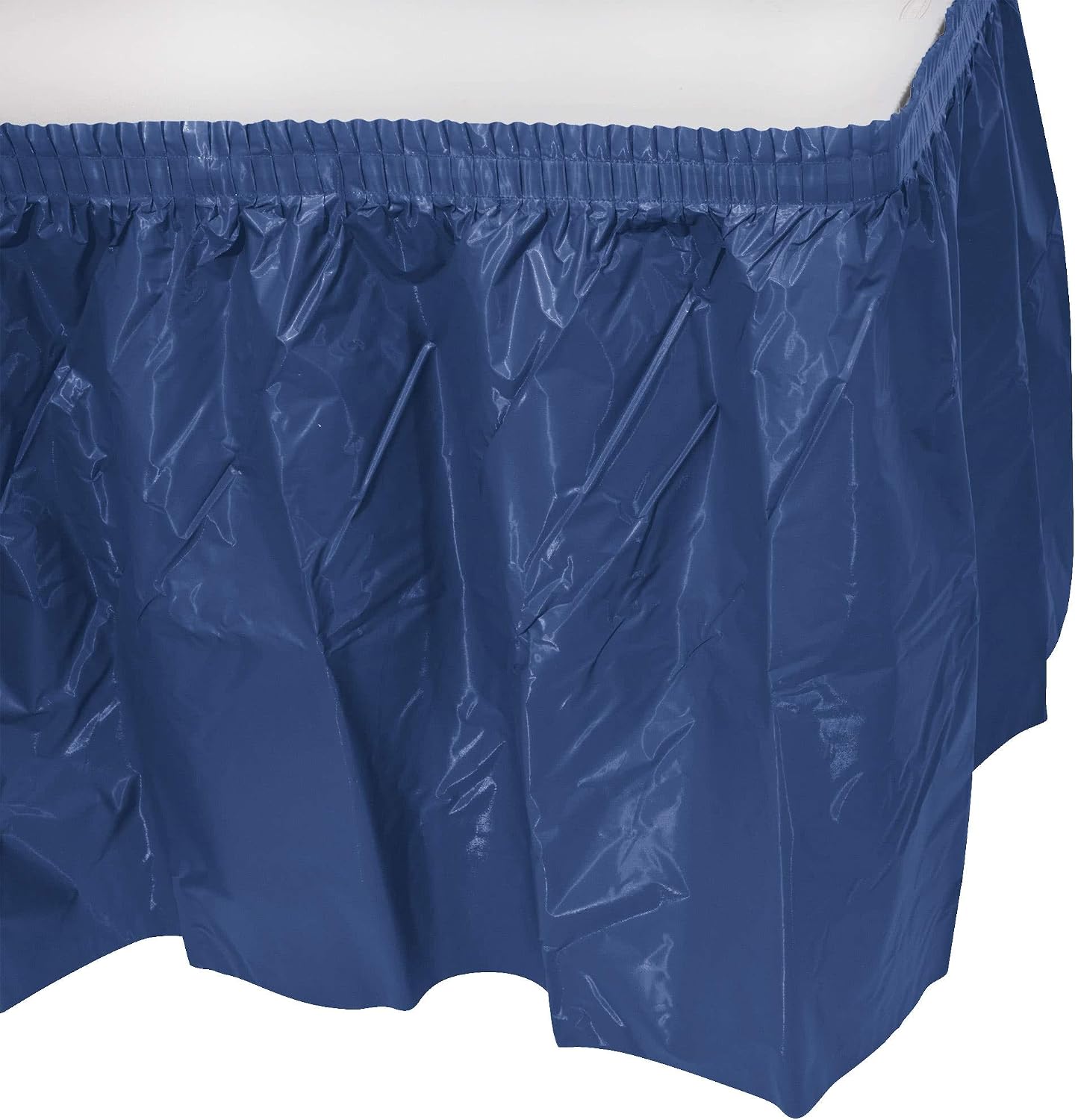 Party Favors Plus Navy Blue Plastic Table Skirt 29in x 13ft Stretches to 19ft