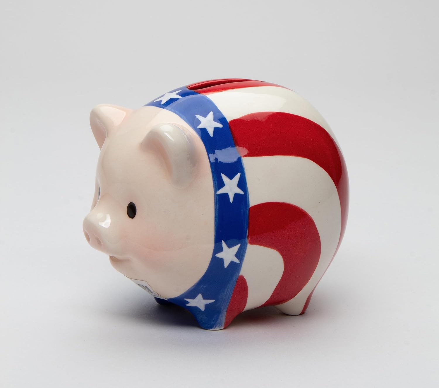 Cosmos Gifts Fine Ceramic Patriotic American Flag Pig Piggy Bank 4-7/8" L