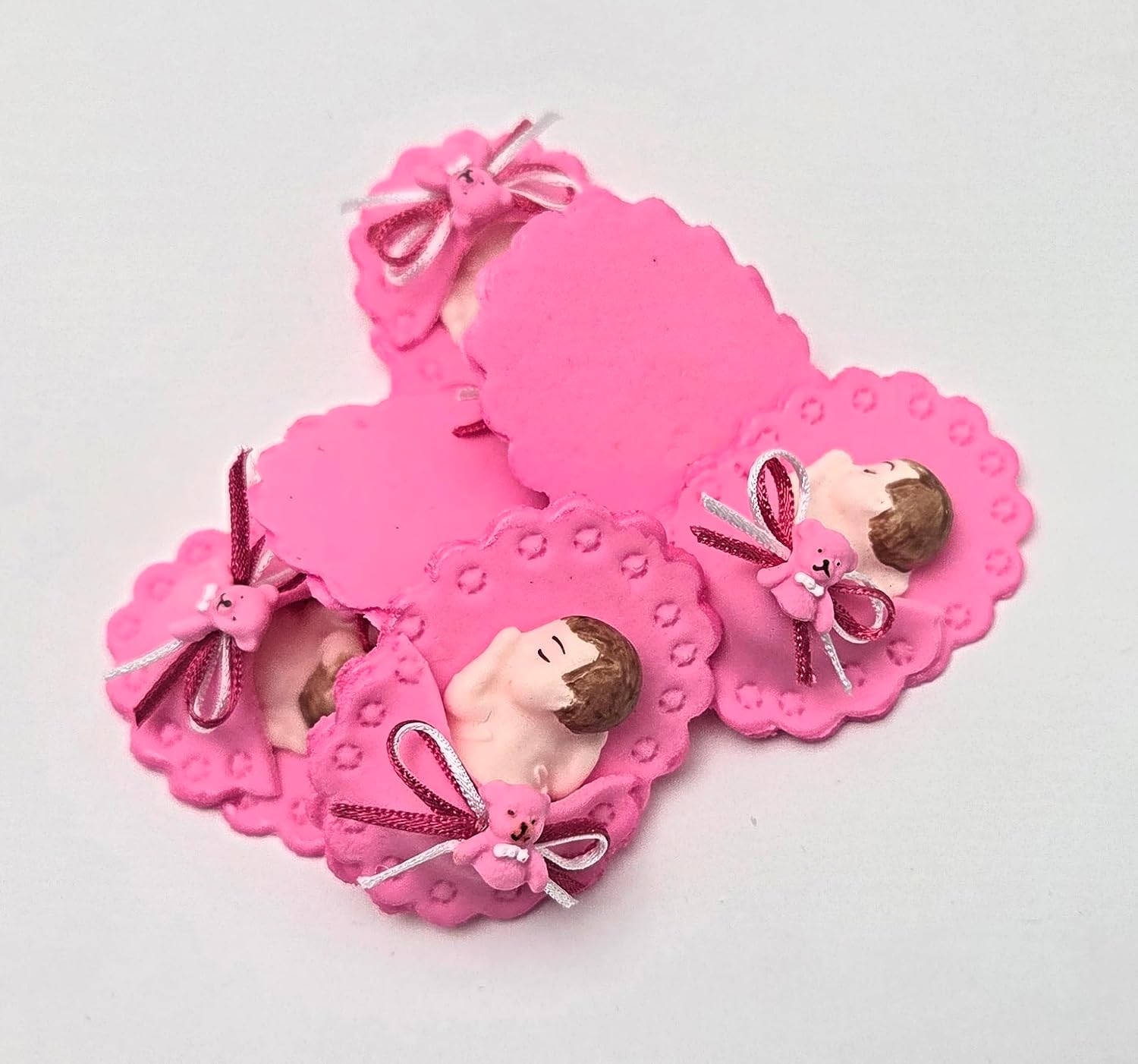 Party Favors Plus Cold Porcelain Sleeping Baby Capias Figurines Pink 6 Count