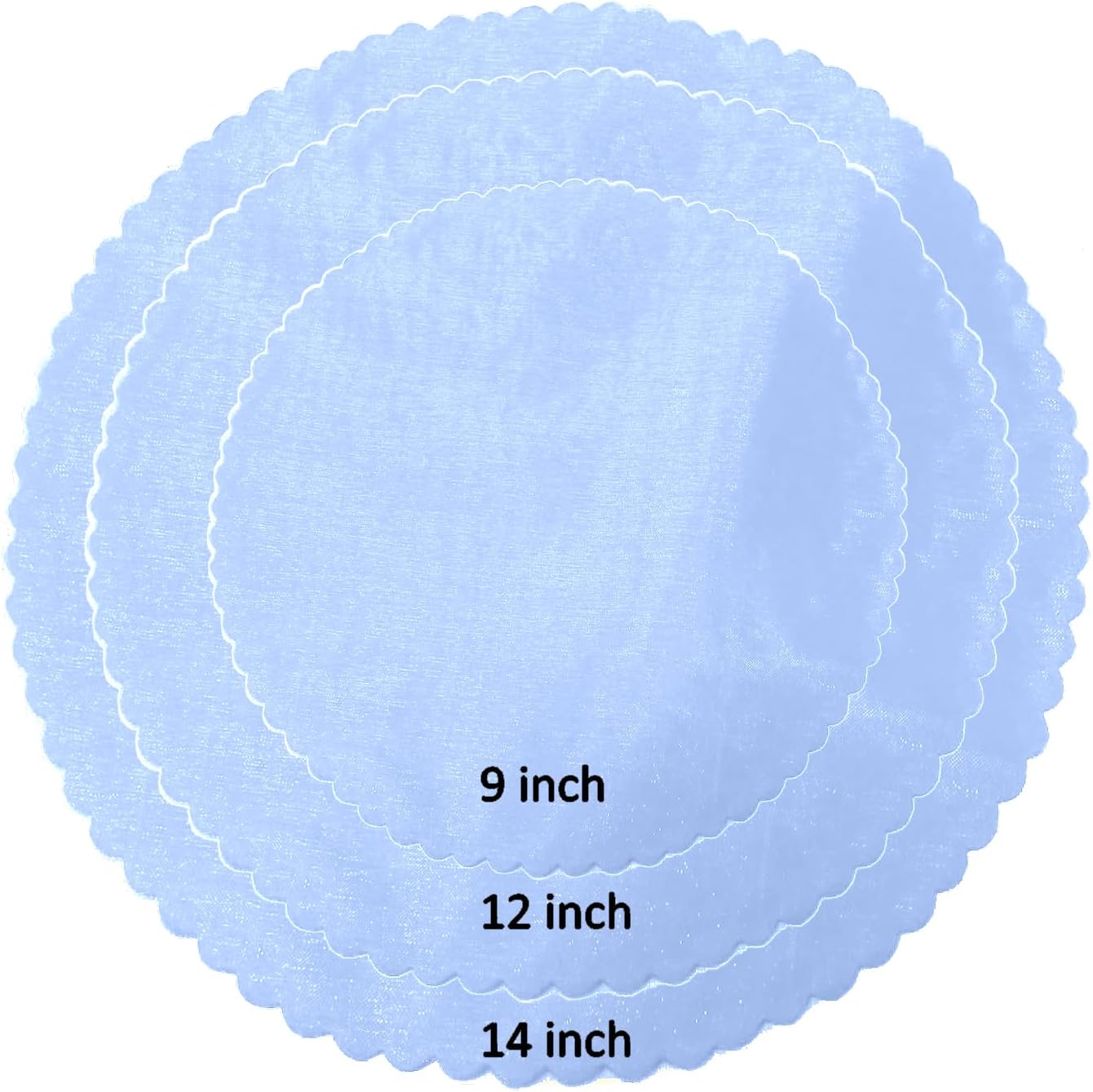 Party Favors Plus Light Blue Organza Scalloped Circles 9in 25 Count