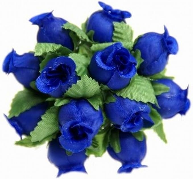 144 Miniature Poly Rose Silk Favor Flower Pick Wedding Shower - Royal Blue