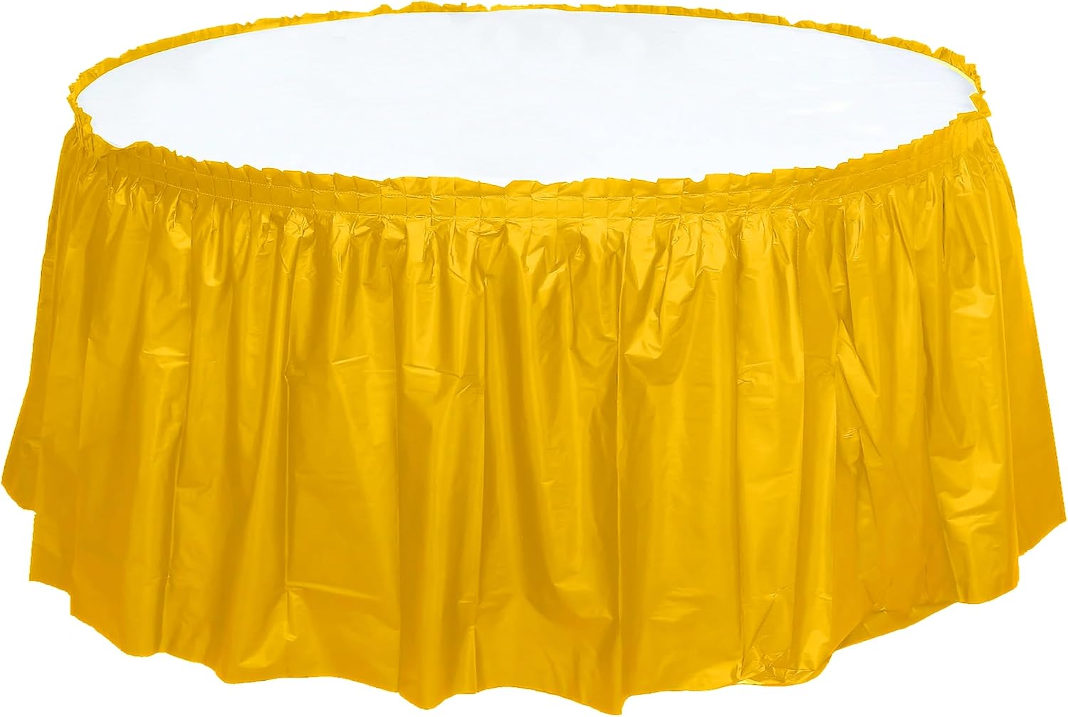 Party Favors Plus Harvest Yellow Plastic Tablecloth 84 Inch Round with Table Skirts 3 Piece Set