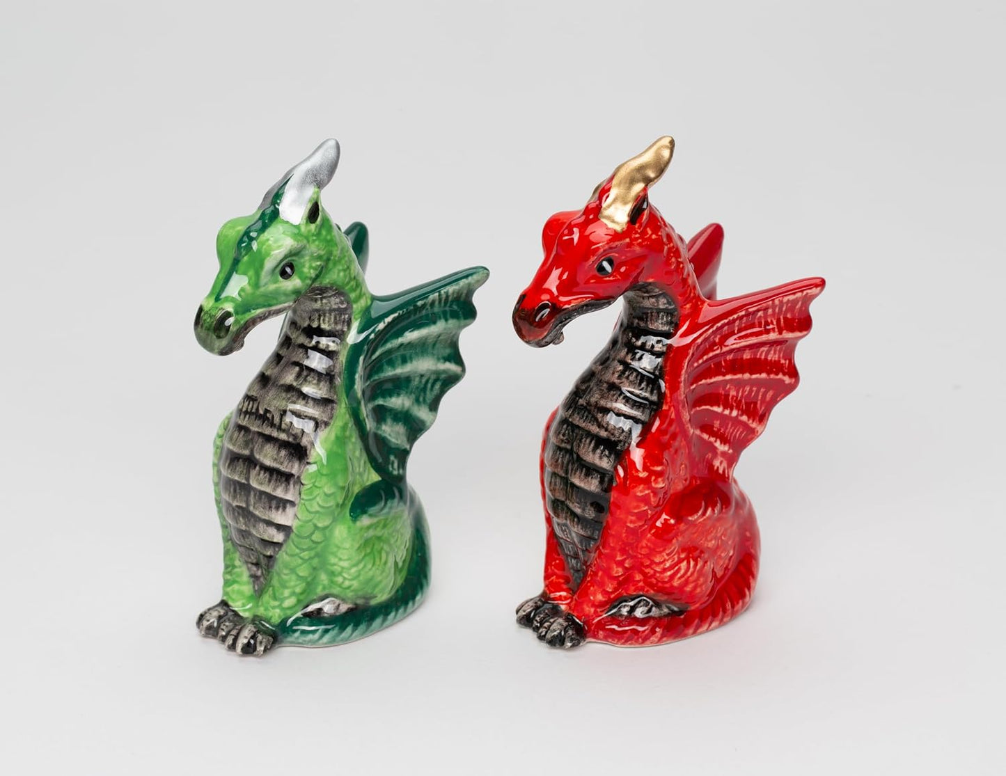Cosmos Gifts Fine Ceramic Medieval Dragon Salt & Pepper Shakers Set 4" H