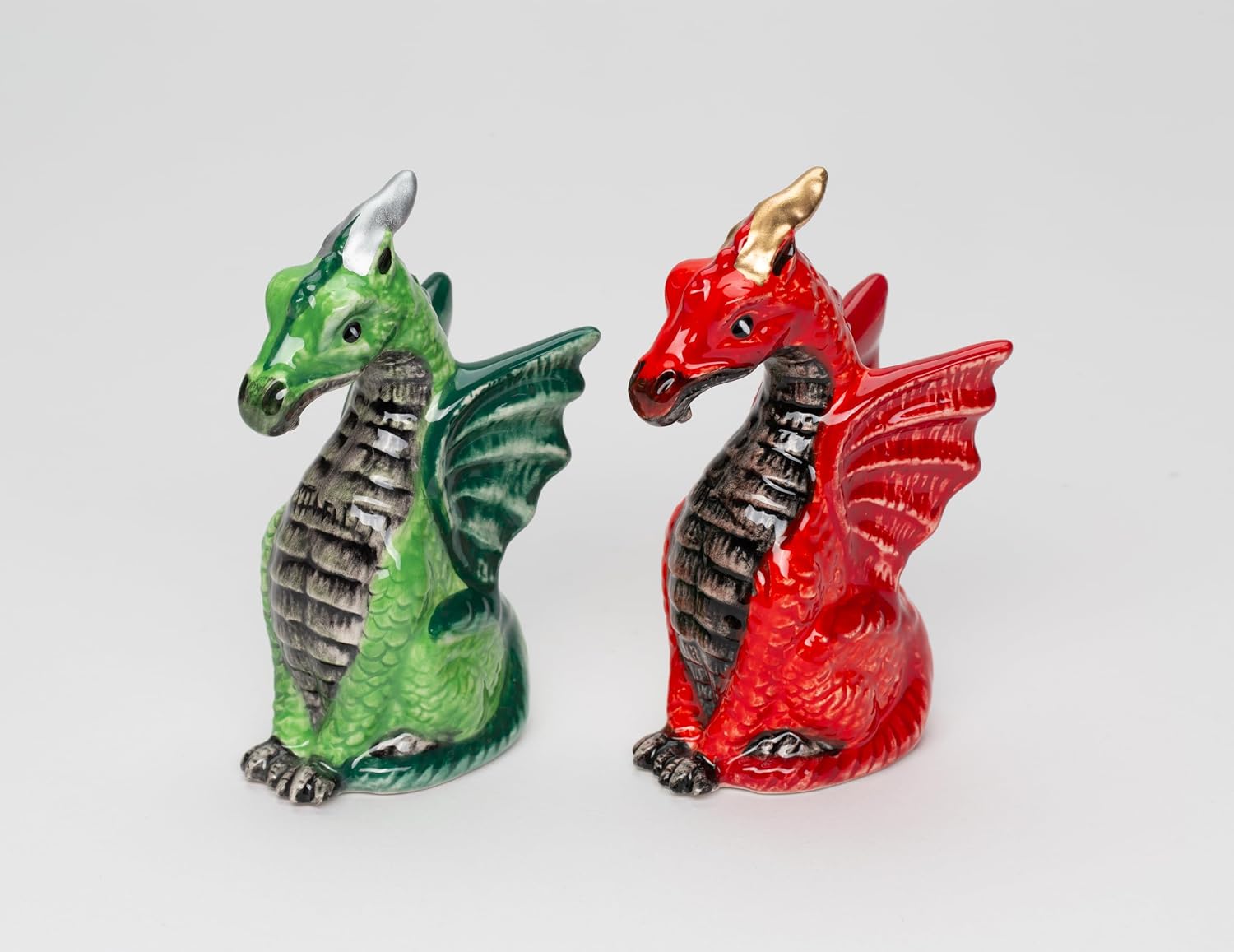 Cosmos Gifts Fine Ceramic Medieval Dragon Salt & Pepper Shakers Set 4" H