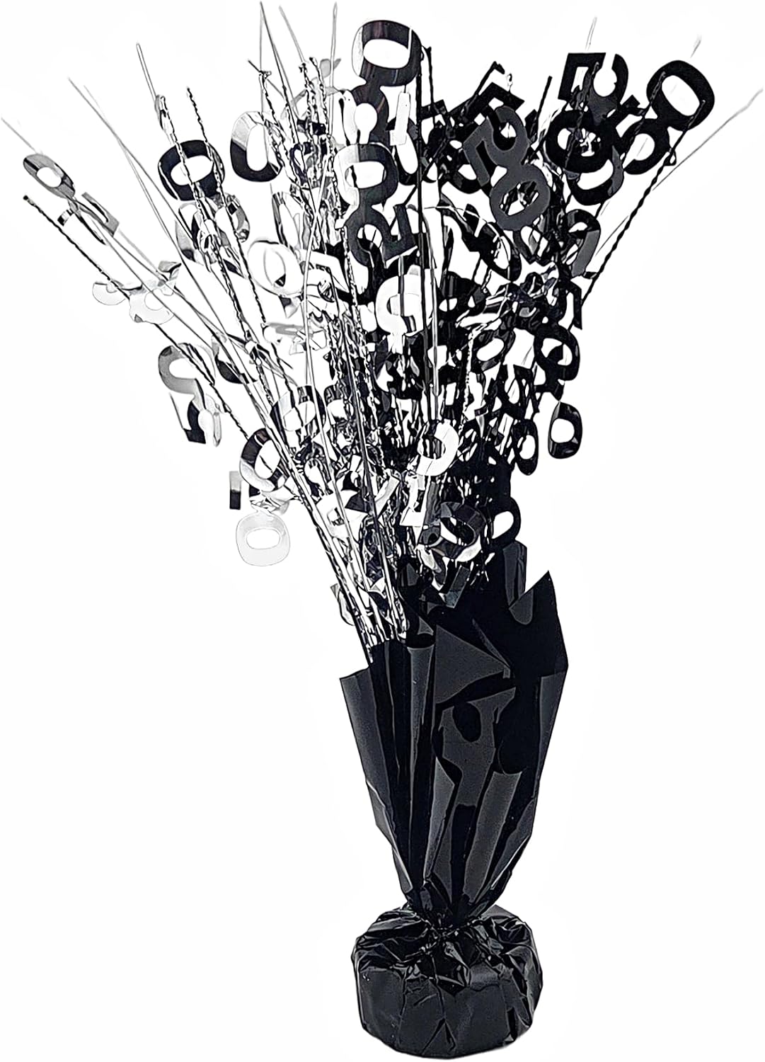 Black & Silver 50th Birthday Balloon Weight Centerpieces, 2 Pieces