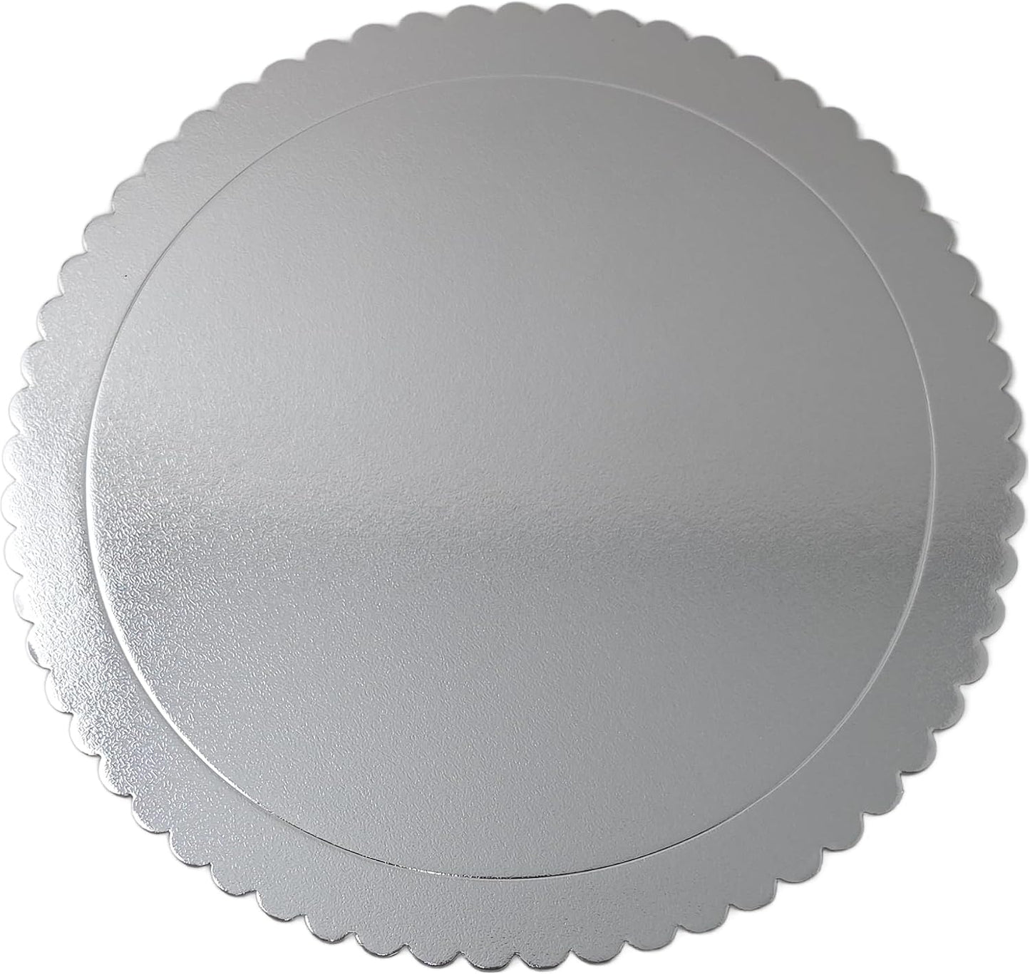 Party Favors Plus Round Cake Board Silver Scalloped Edge Cardboard 14 Inch Pack of 10