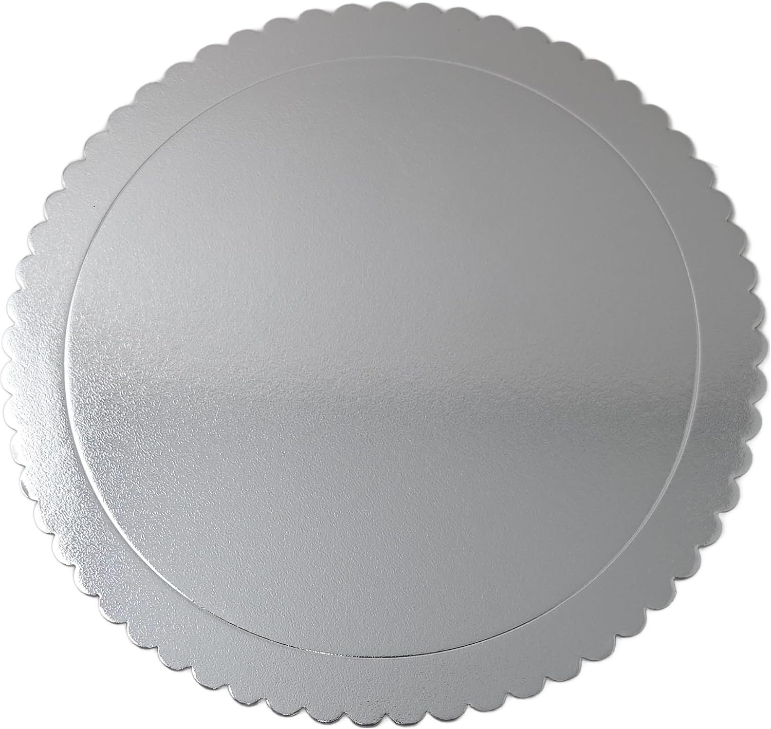 Party Favors Plus Round Cake Board Silver Scalloped Edge Cardboard 14 Inch Pack of 10