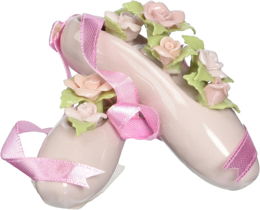 Cosmos Gifts Fine Porcelain Ballet Slippers Figurine 2" H Pink