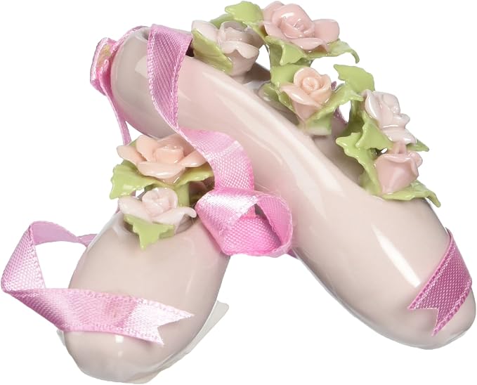 Cosmos Gifts Fine Porcelain Ballet Slippers Figurine 2" H Pink