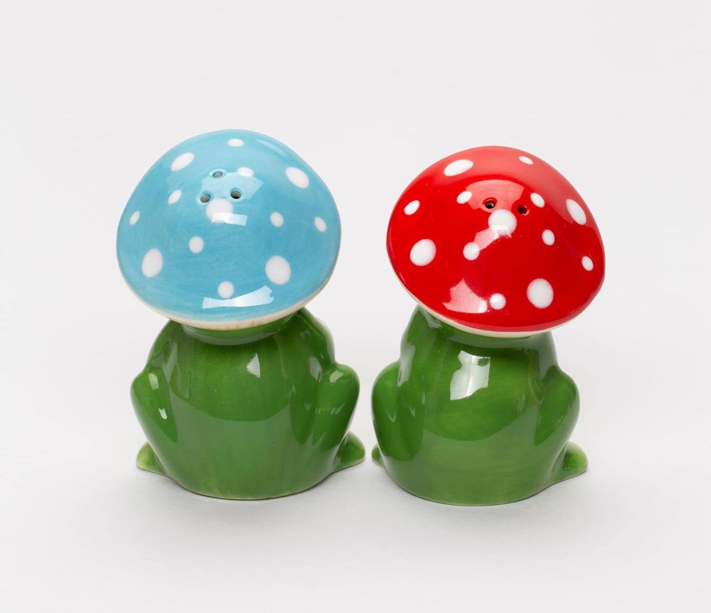 Cosmos Gifts Fine Ceramic Happy Frog Couple Fairy Forest Mushroom Salt & Pepper Set 3-1/2" H