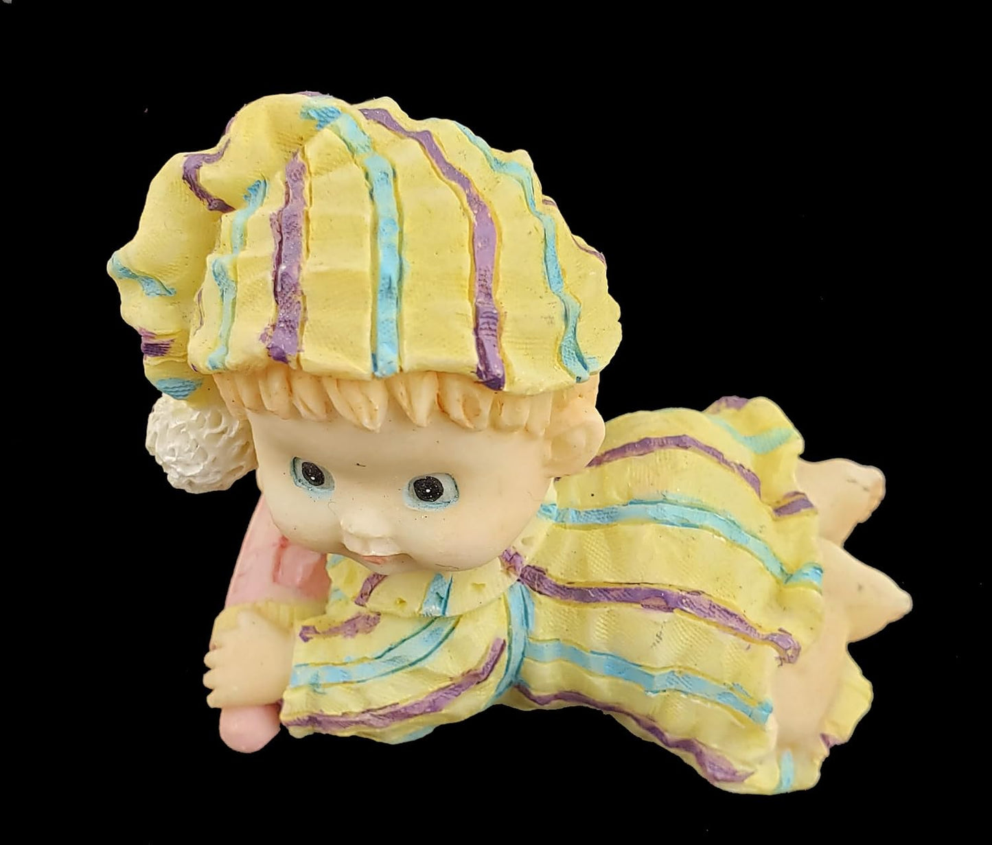 Party Favors Plus Blue White Polyresin Baby in Pajamas Figurine 2.25 Inch Set of 5