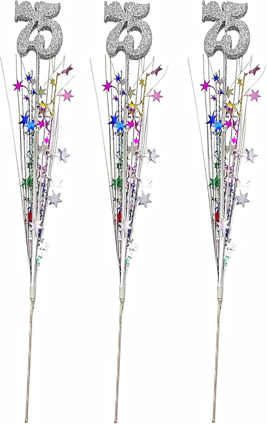 Multicolor Metallic Star 75th Birthday Spray Decorations, 3 Pieces