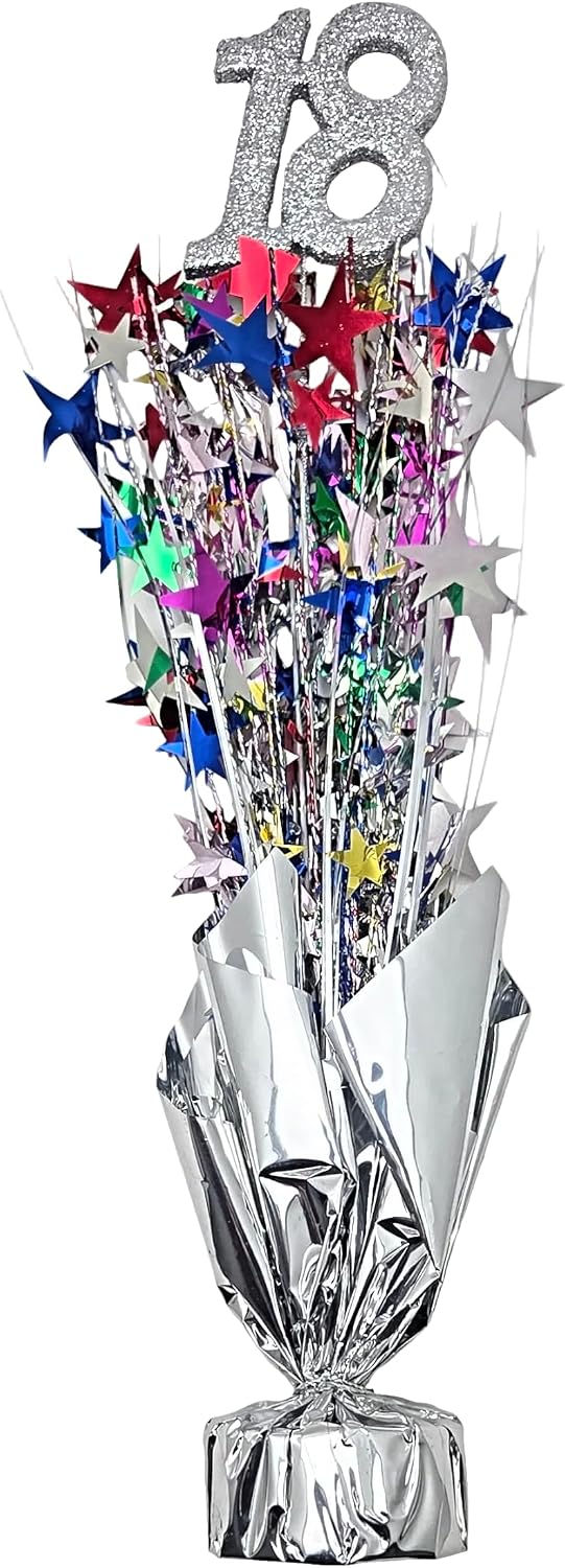 Multicolored Stars 18th Birthday Balloon Weight Centerpieces, 2 Pieces