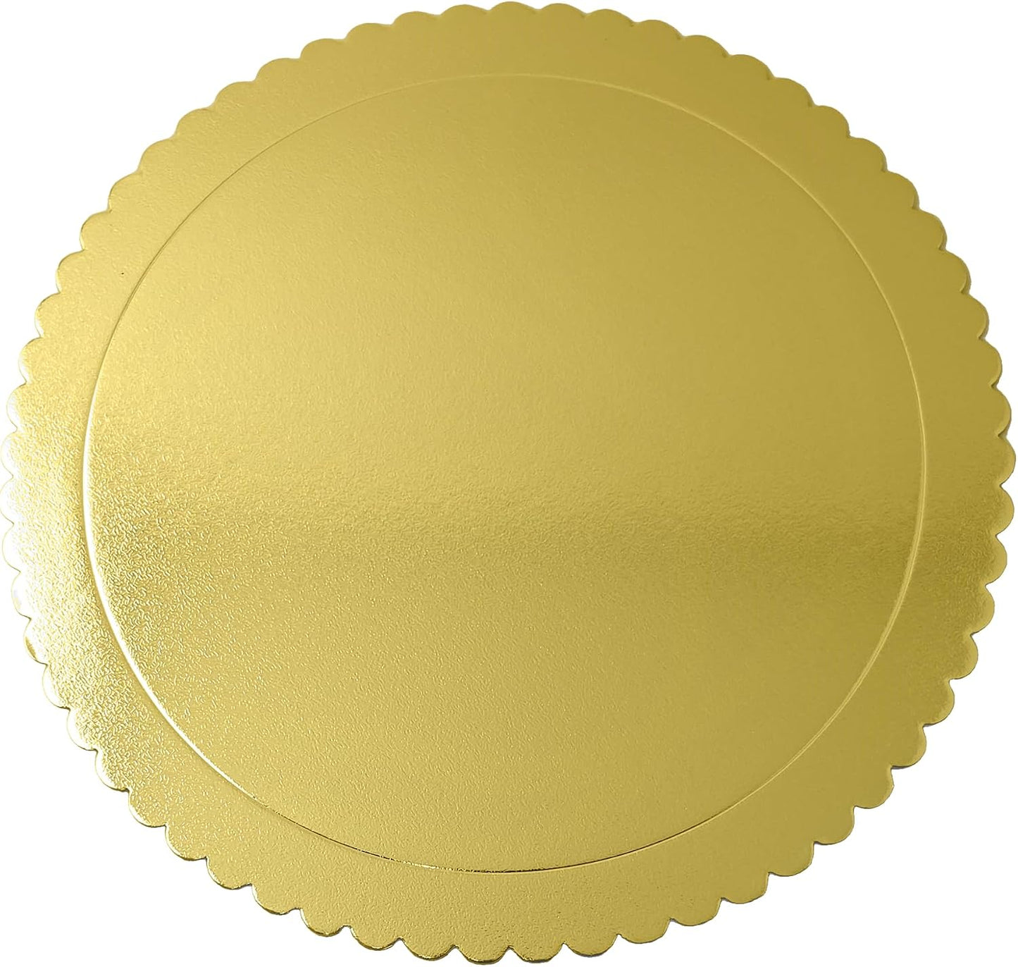 Party Favors Plus Round Cake Board Gold Scalloped Edge Cardboard 14 Inch Pack of 10