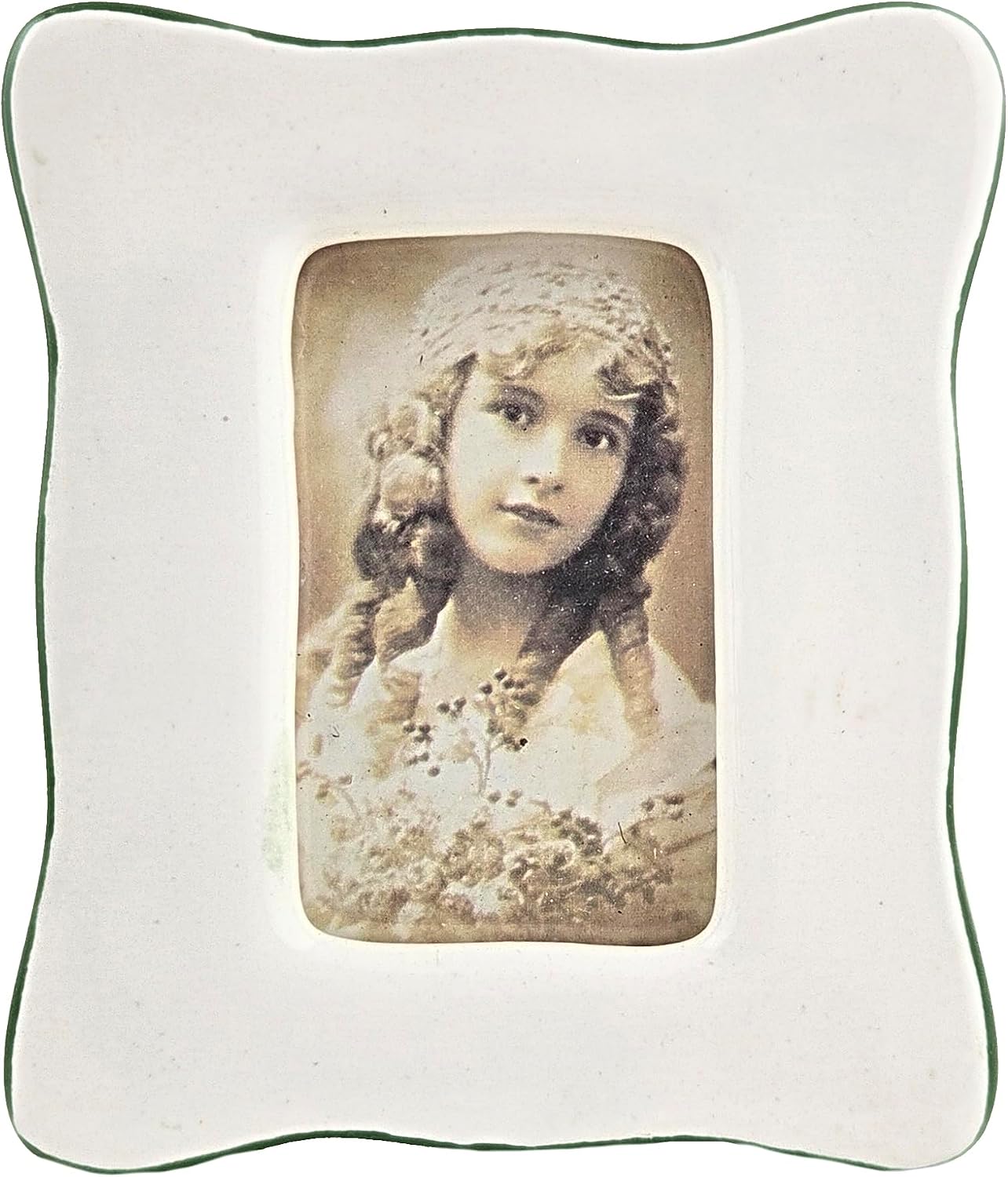 Party Favors Plus Ceramic Photo Frames Scalloped Edge 4x3.5 Inches Set of 3