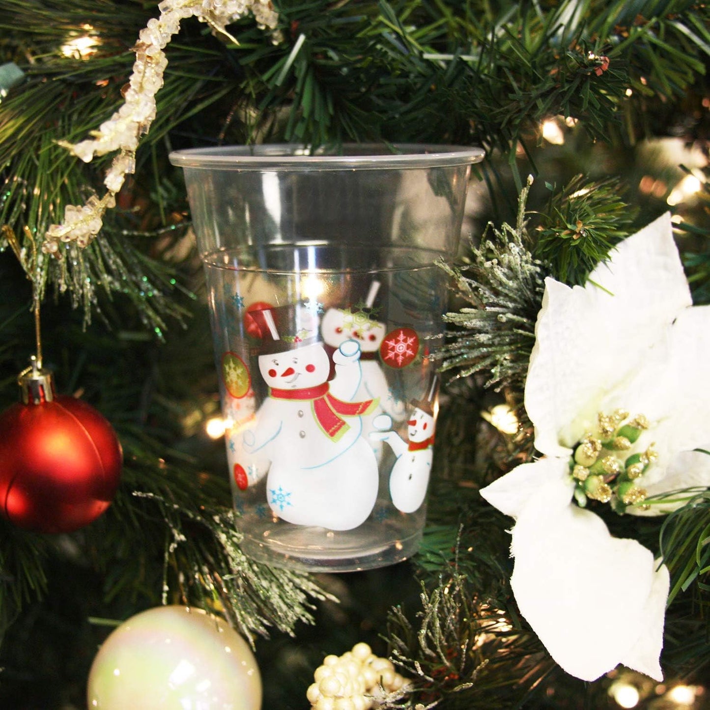 Party Essentials Soft Plastic Snowman Party Cups 16-Ounce 20 Count