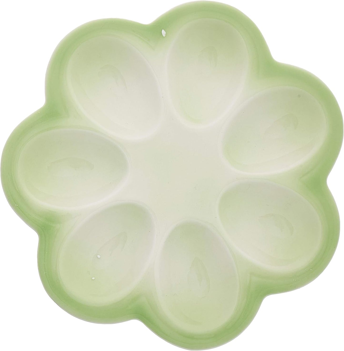 Cosmos Gifts Fine Porcelain Small Green Deviled Egg Plate 6-7/8" D x 1/2" H