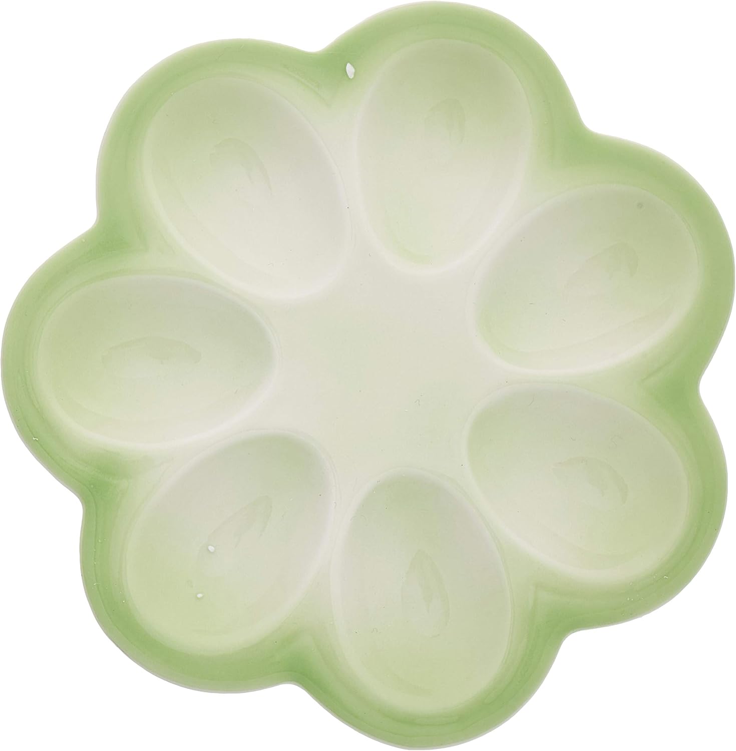 Cosmos Gifts Fine Porcelain Small Green Deviled Egg Plate 6-7/8" D x 1/2" H