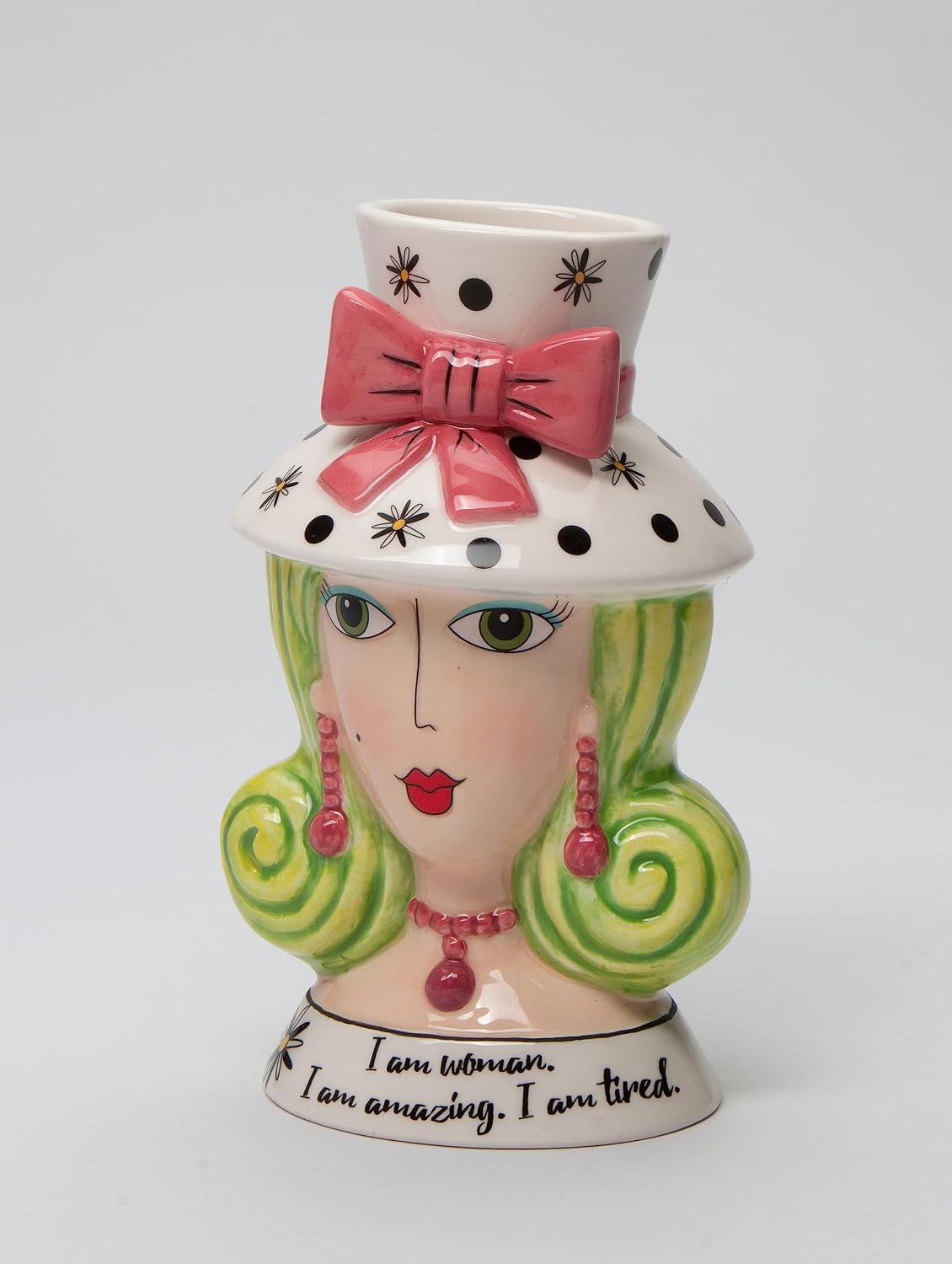 Cosmos Gifts Fine Ceramic I Am Woman I Am Amazing I Am Tired Lady Makeup Brush Holder Vase 6-1/4" H 62610
