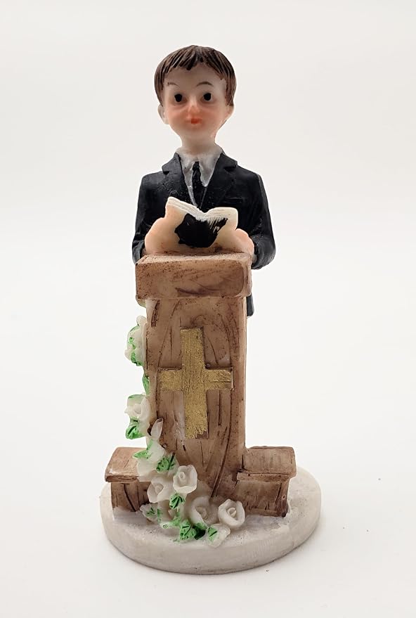 Party Favors Plus Black White Polyresin First Communion Boy Figurine 4 Inch Set of 2