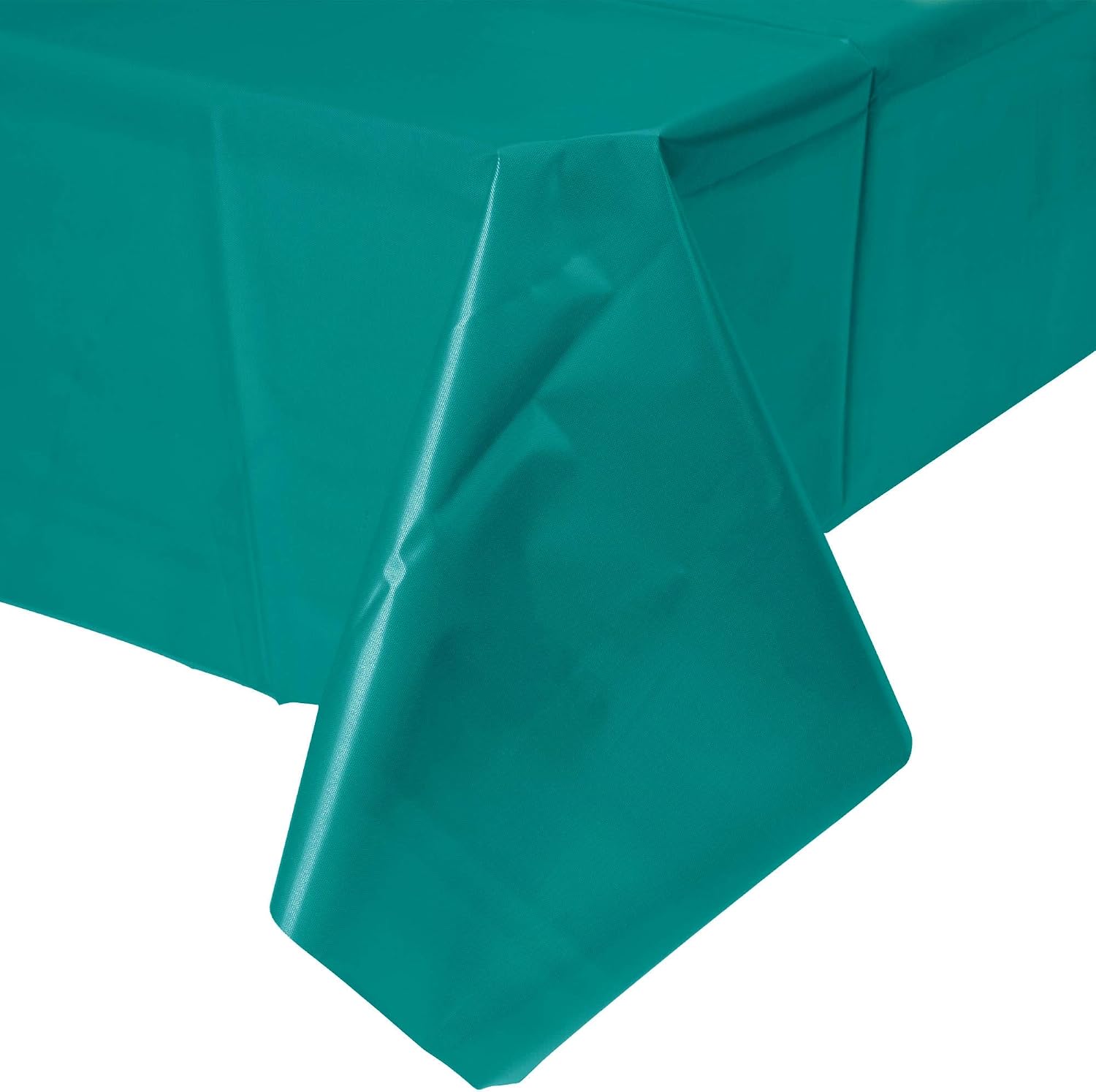 Party Favors Plus Teal Plastic Tablecloth 54x108 Inch with Table Skirt 2 Piece Set