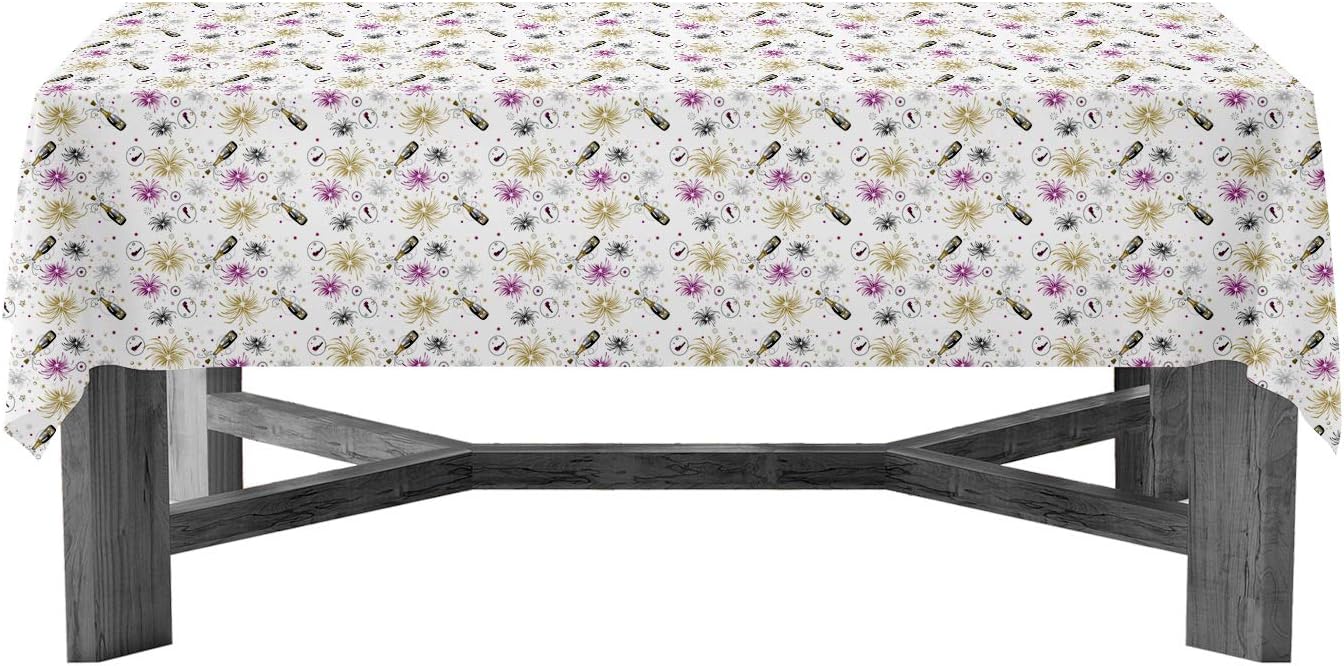 Party Essentials Heavy Duty Disposable New Years Plastic Tablecloth 54 x 108 In 1 Count