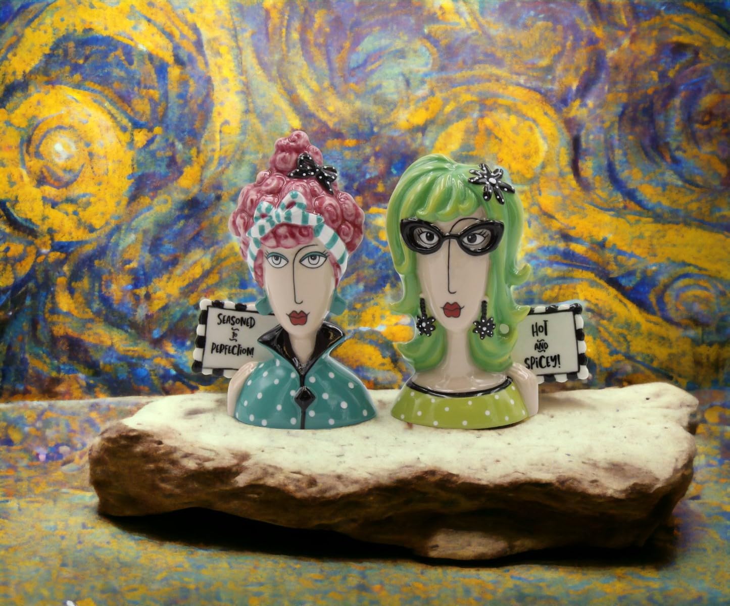 Cosmos Gifts Fine Porcelain Dollymama's Lady Perfection-Spicy Salt & Pepper Shaker Set 4-7/8" H