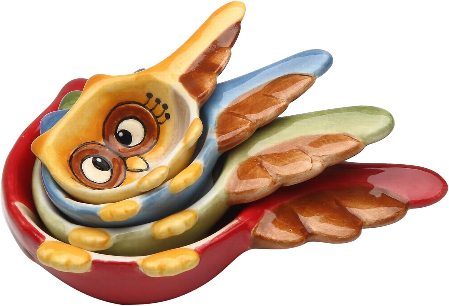 Cosmos Gifts Ceramic Owl Measuring Spoon Set 4-Piece 10910
