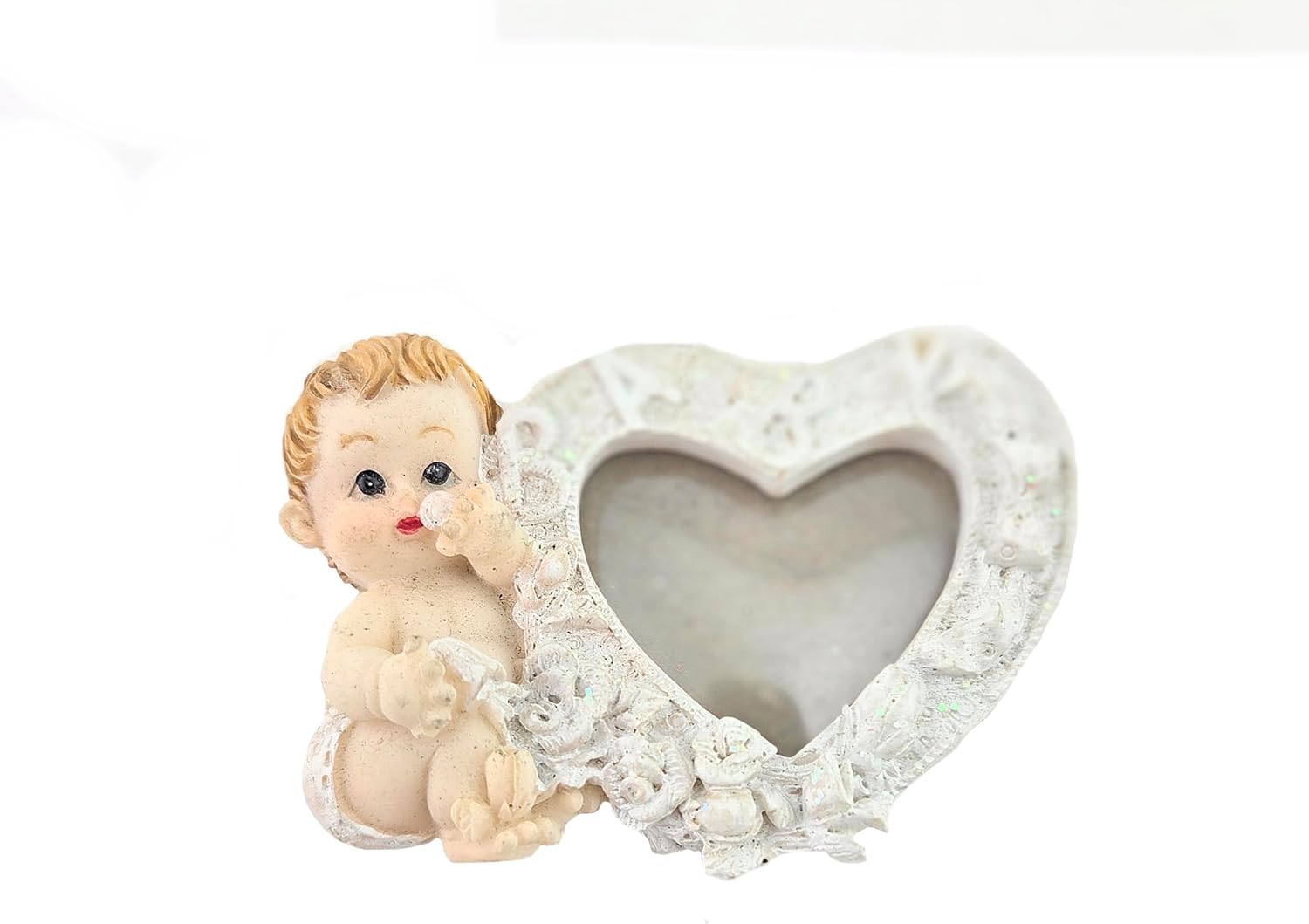 Party Favors Plus Pink White Polyresin Baby Heart Picture Frame 2x3 Inch