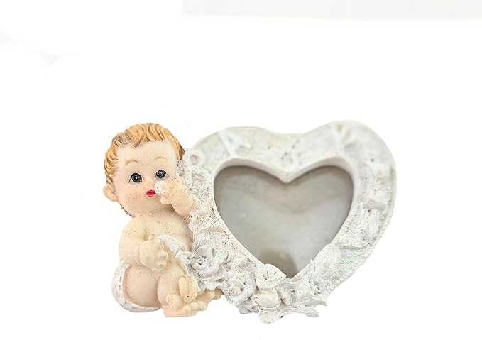 Party Favors Plus Pink White Polyresin Baby Heart Picture Frame 2x3 Inch