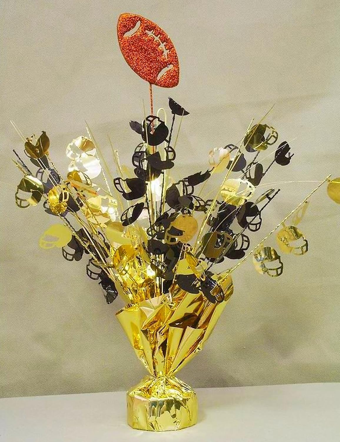 Metallic Gold and Black Football Balloon Weight Centerpieces, 2 Pieces