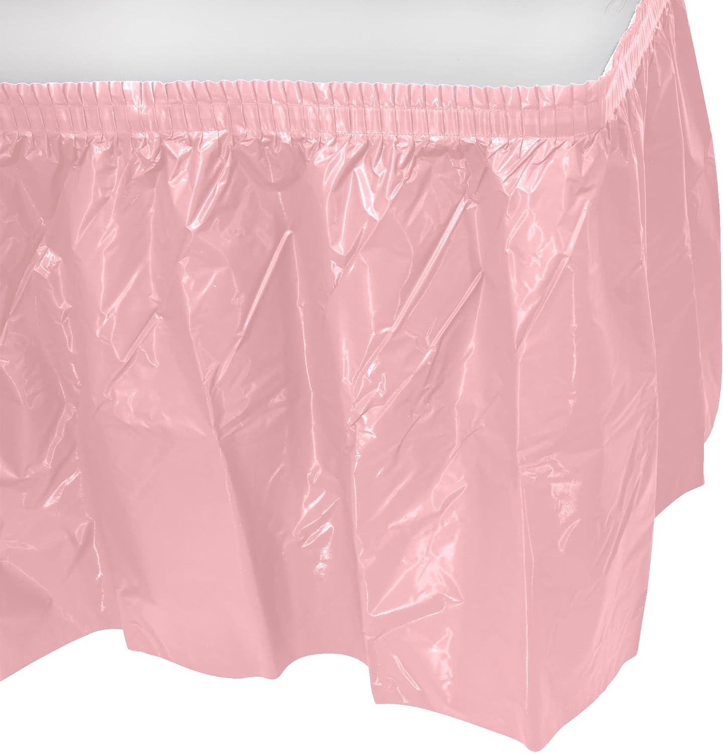 Party Favors Plus Pink Plastic Tablecloth 54x108 Inch with Table Skirt 2 Piece Set
